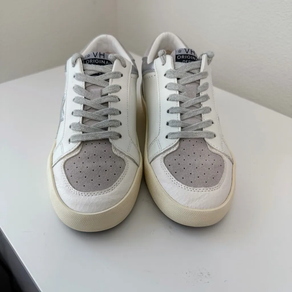 Vintage Havana Kenna Croc Embossed Leather Sneaker White/Silver/Gray 6 - Image 5