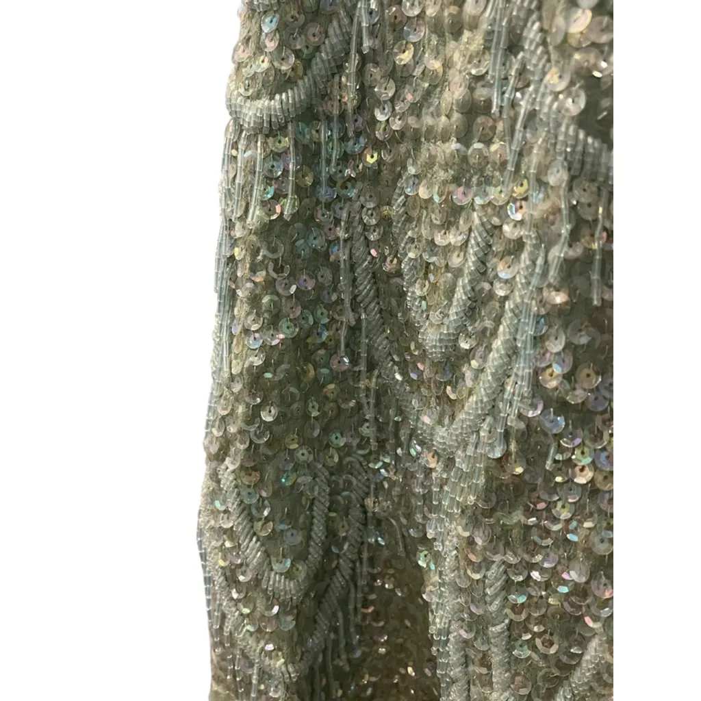 Vintage 60's Alexander's Wool Beaded Fringe Sequins Formal Top Size 40 Embroider Green Size M - Image 10