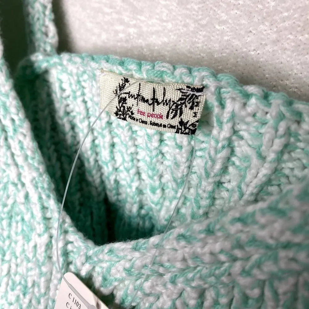 Free People Intimately Here All Day Knit Bralette Brami Crop Top Blue Medium - Image 4