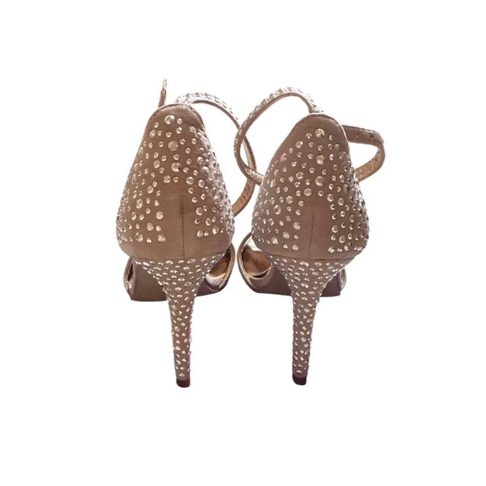 Sparkling Party High Heels Sz 8.5M Strappy Ankle Open Toe Rhinestone - Image 5