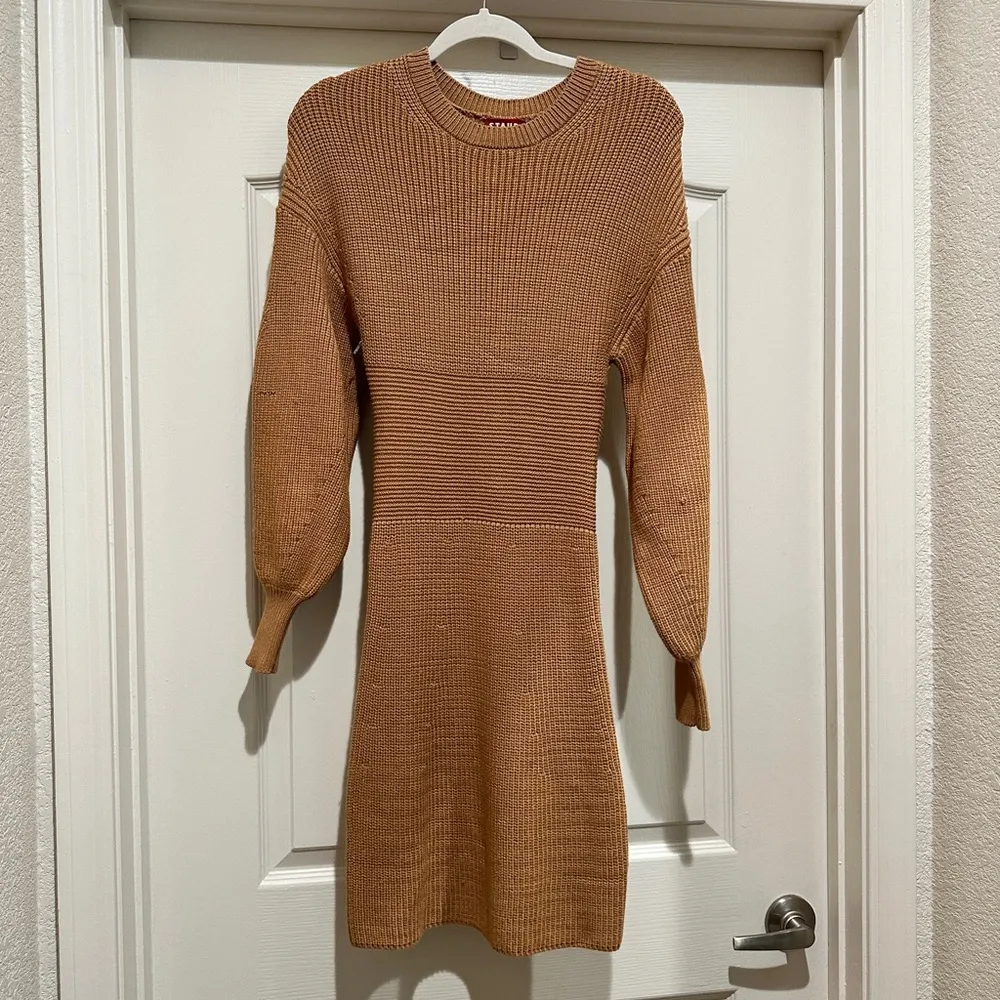 STAUD Marylebone Sweater Dress in Camel - Image 5