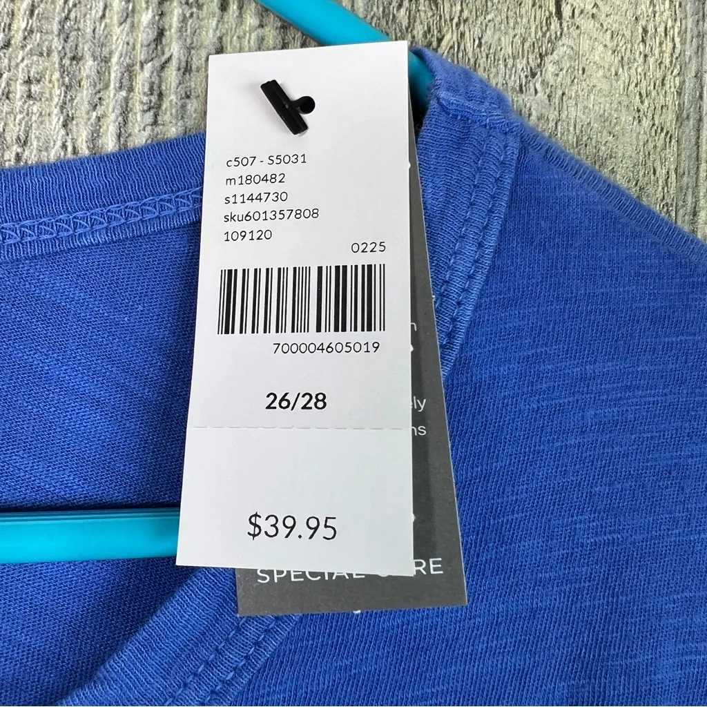 Lane Bryant Size 26/28 Crewneck Dolman Sleeve Ruched Sides Blue Tunic Shirt Top - Image 7