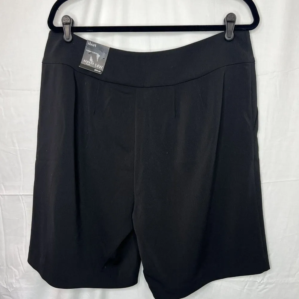 Alfani  Womens 14w‎ Shorts Solid Black Tummy Control Front Pockets - Image 2