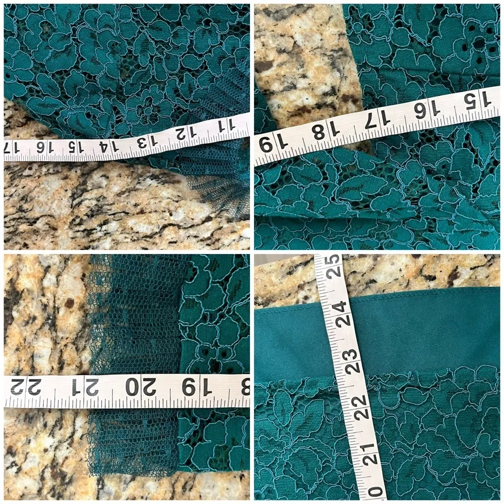 J Crew AU229 Green Lace Blouse Ruffle Lined Crochet Coquette Cottegecore Boho M - Image 6