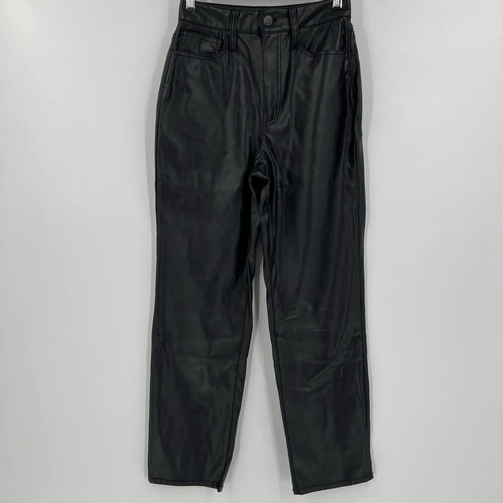 Madewell The Perfect Vintage Straight Jean Black Faux Leather Edition Size 24‎ - Image 4