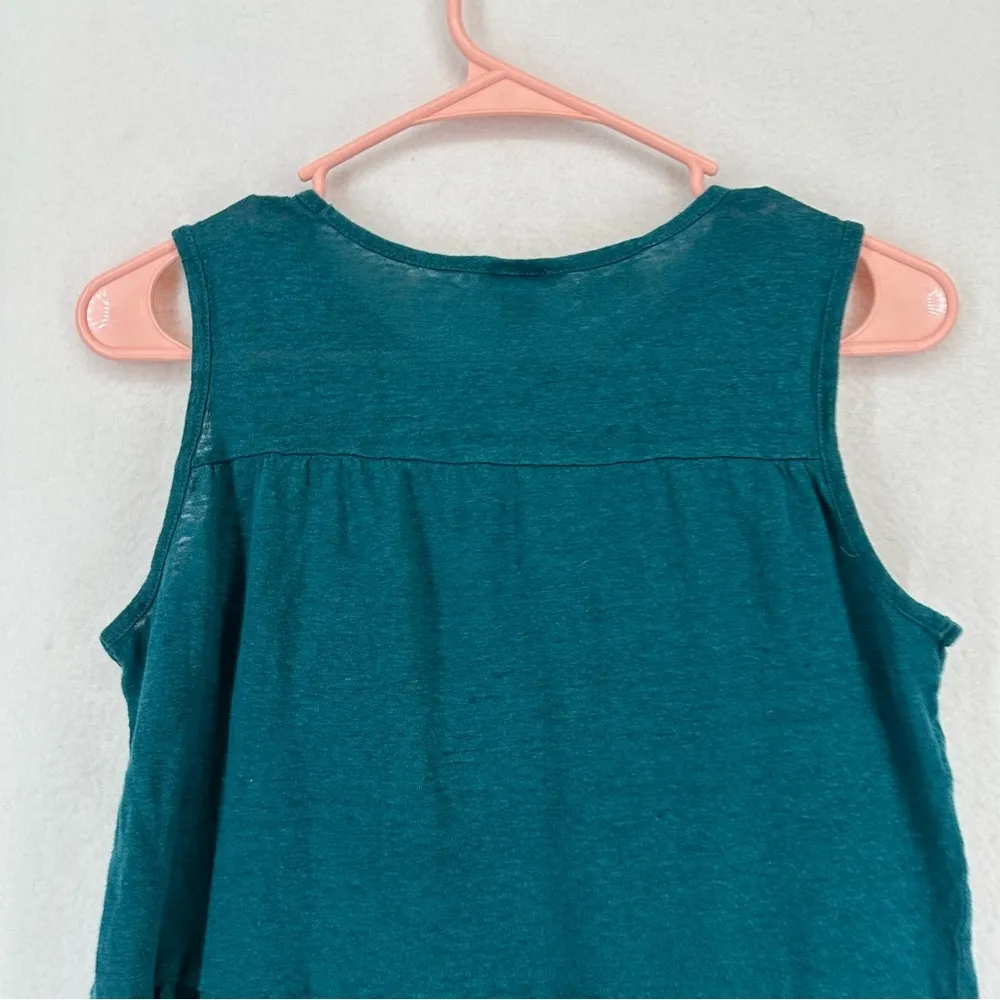 Ann Taylor Linen Tiered Sleeveless Top XS Teal - Image 8