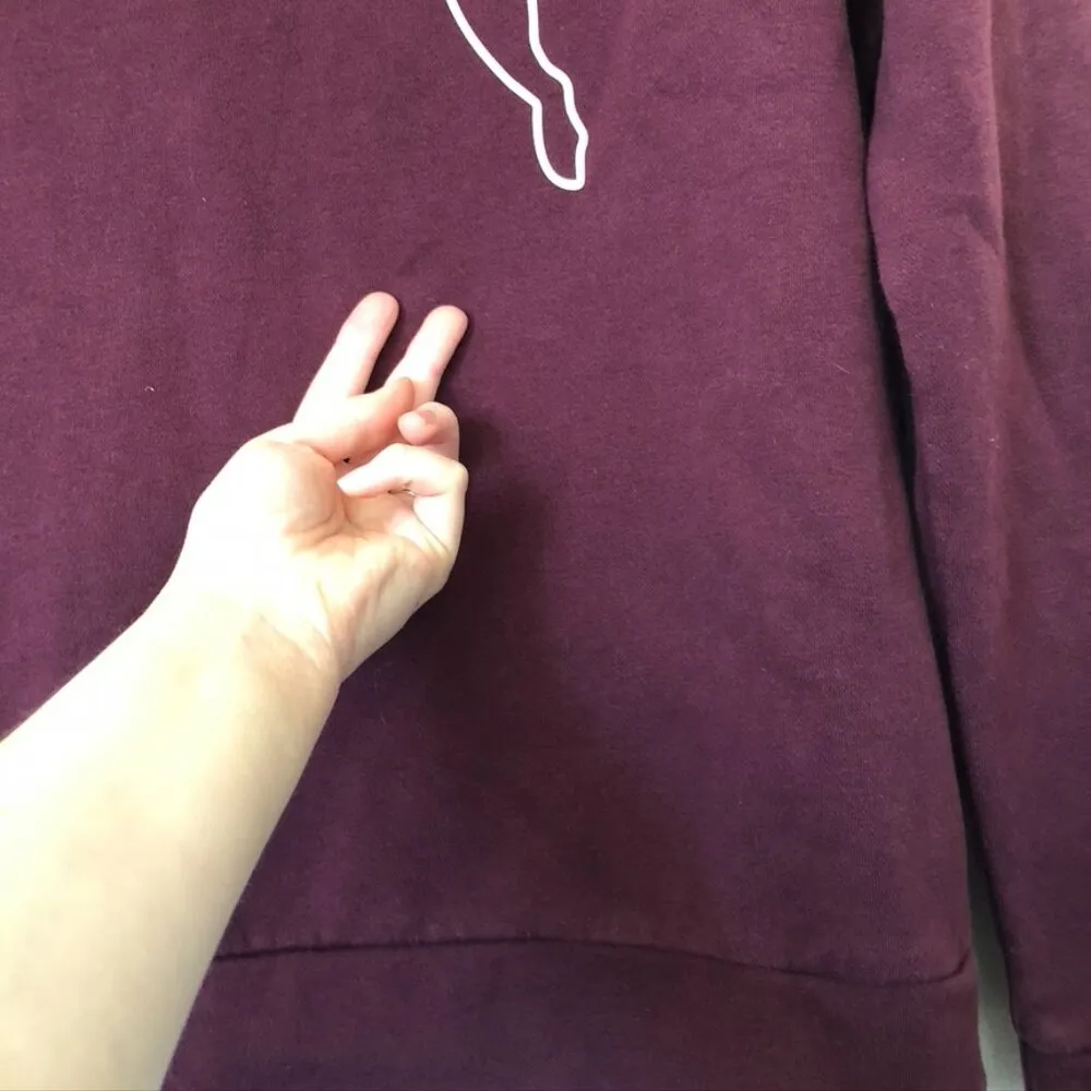 PUMA Asymmetrical Cowl Neck Fleece Sweatshirt Burgundy Maroon Red Logo Medium M - Image 10