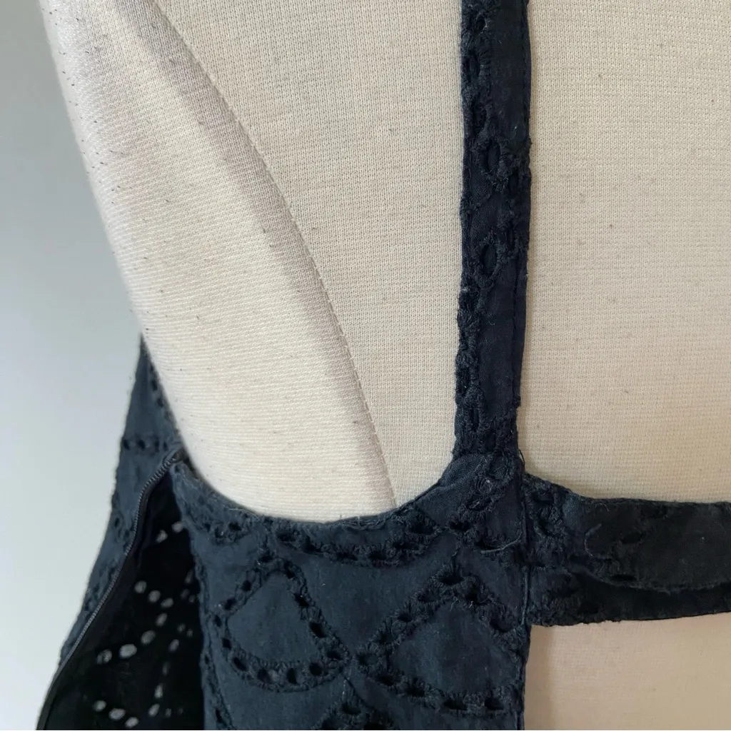 Urban Outfitters Sleeveless Black Cotton Eyelet Mini Dress - Image 8