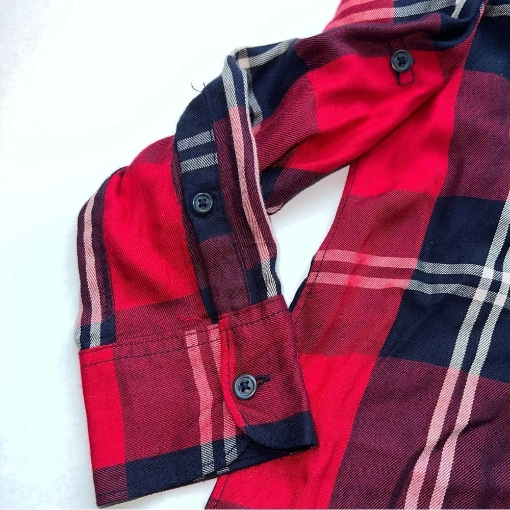 WOOLRICH plaid flannel collared long sleeve button down red blue small - Image 7