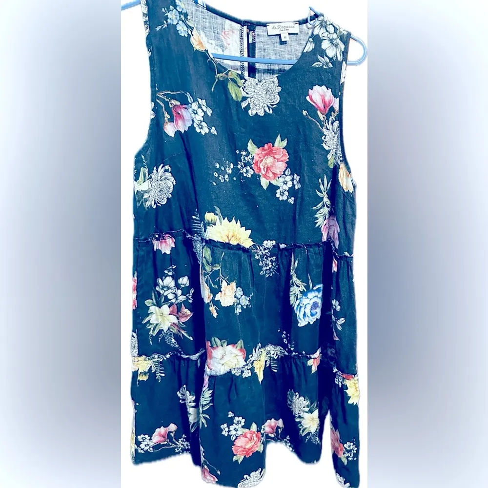 Le Ragazze Made in Italy Linen Dress Size M Blue Size M - Image 5