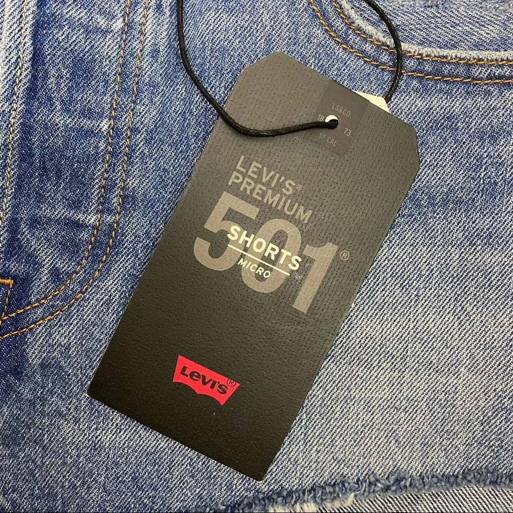 Levi’s Premium 501 High Rise Cut Off Micro Jean Shorts: Teeny Weeny Medium Wash - Image 12