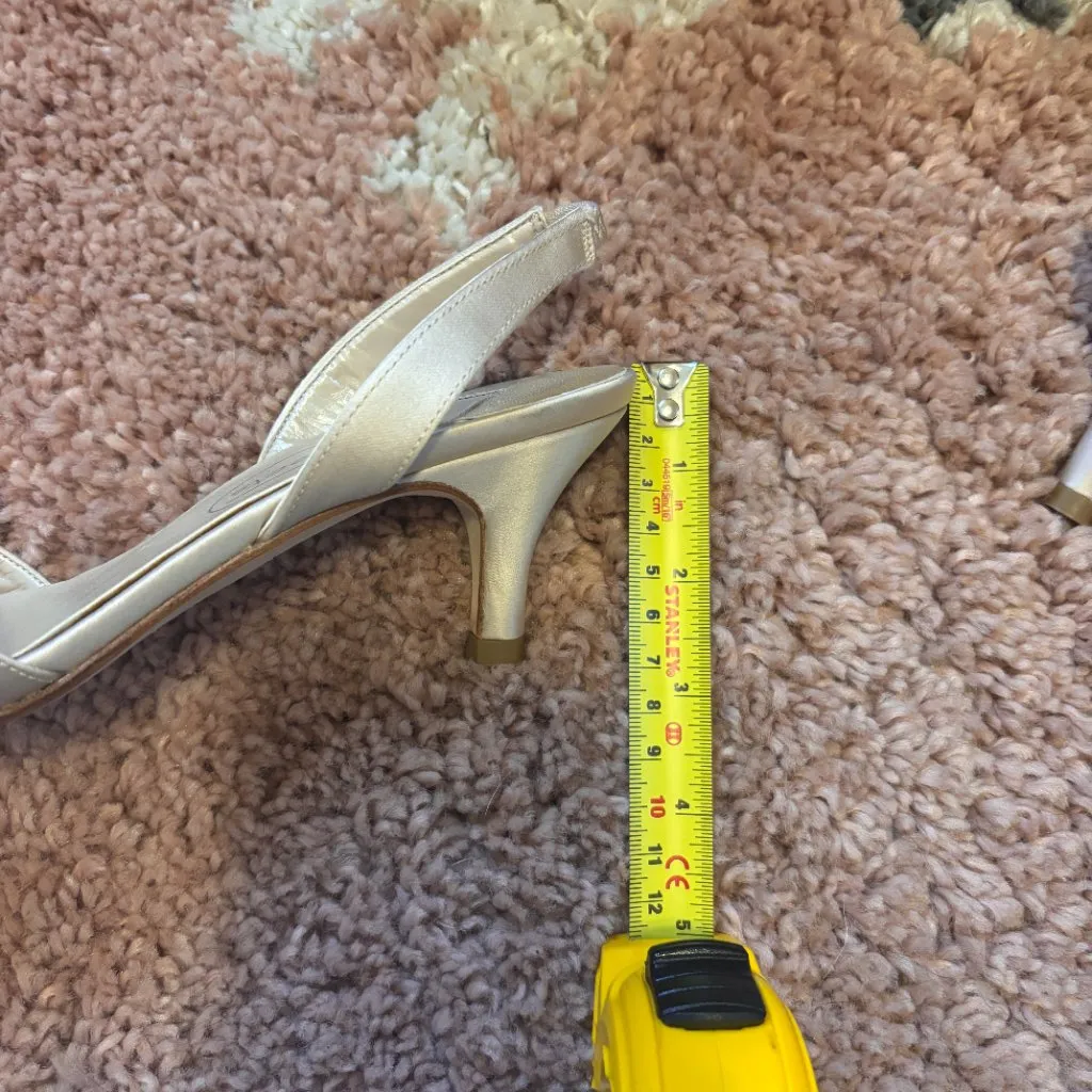 VTG TALBOTS Champagne Leather High Heels Open Toe Strappy Womens Sz 7M NEW-READ - Image 4