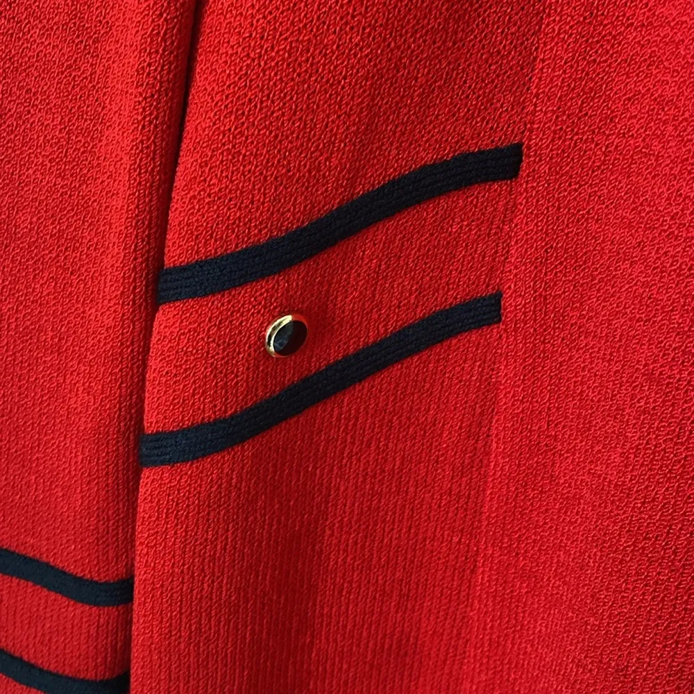 St. John red zipper front cardigan sweater 4 - Image 3