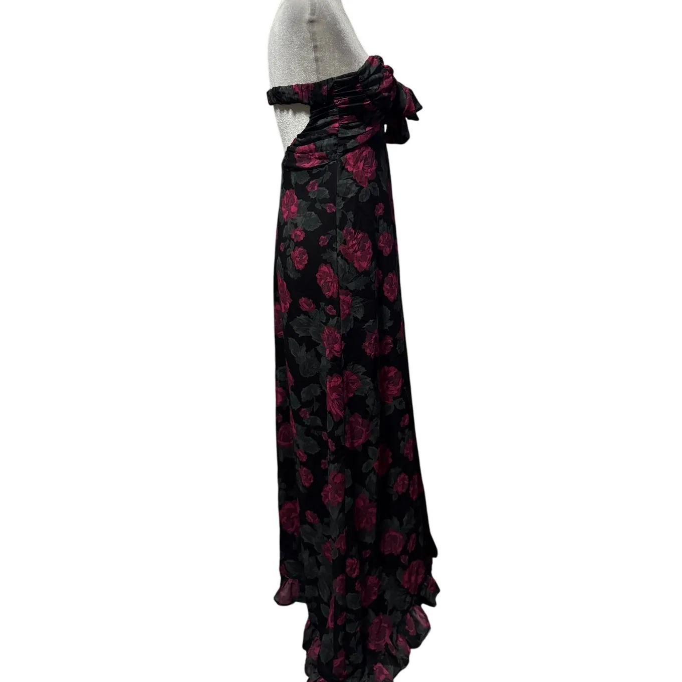 For Love & Lemons Teagan Strapless Floral Maxi Dress Sz S Holiday Winter Wedding Black - Image 2