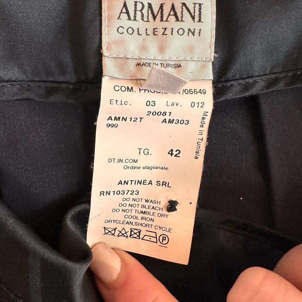 Armani Collezioni Black Silk Fit & Flare Skirt Size 6 - Image 5