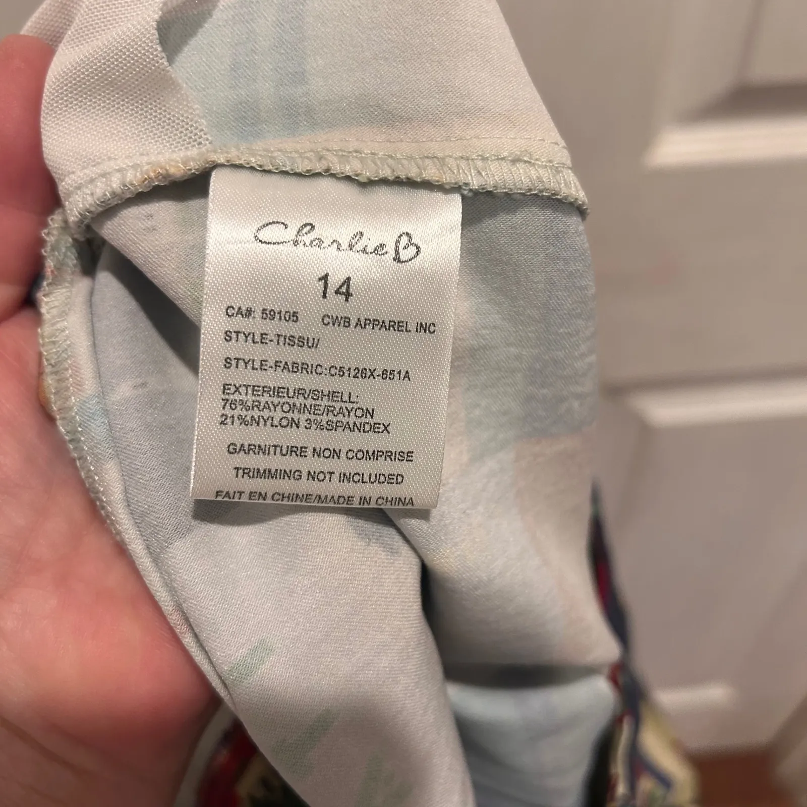 Charlie B Women's Travel Collage Print Pants 14 Mid Rise Pull On Elastic Waist Blue - Image 9