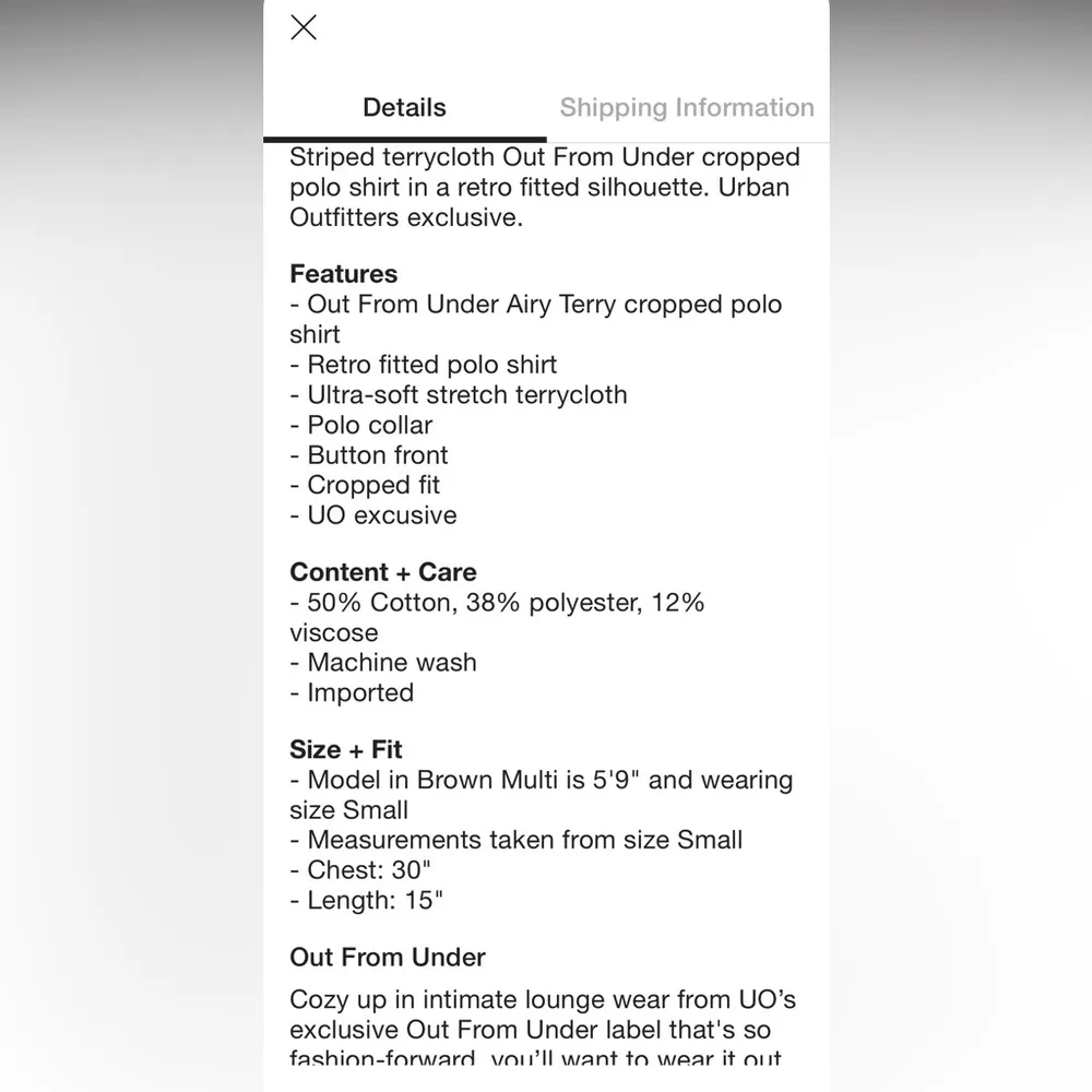 NWOT UO Out From Under Airy Terry Cropped Polo Shirt In Multi Blue - Image 8