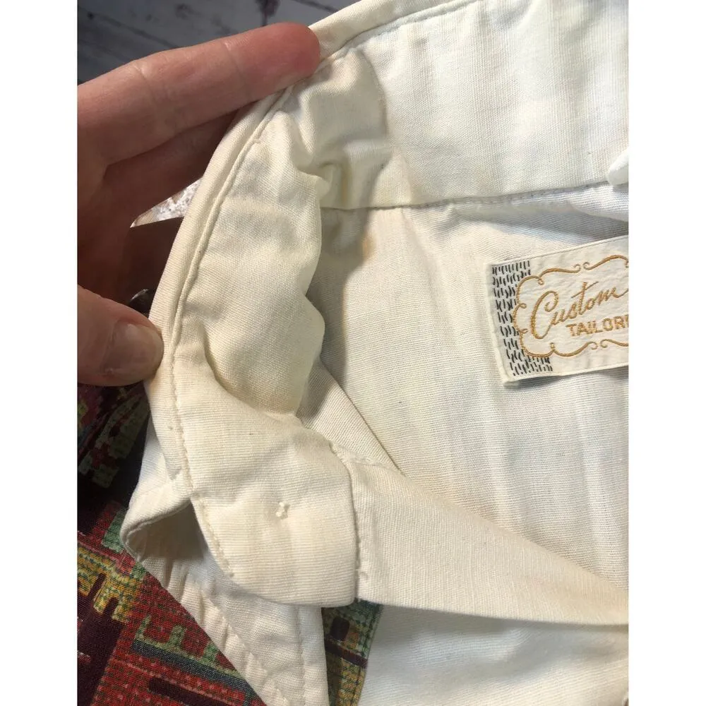 Custom tailored Cowgirl shirt cream & brown size small * - Image 12