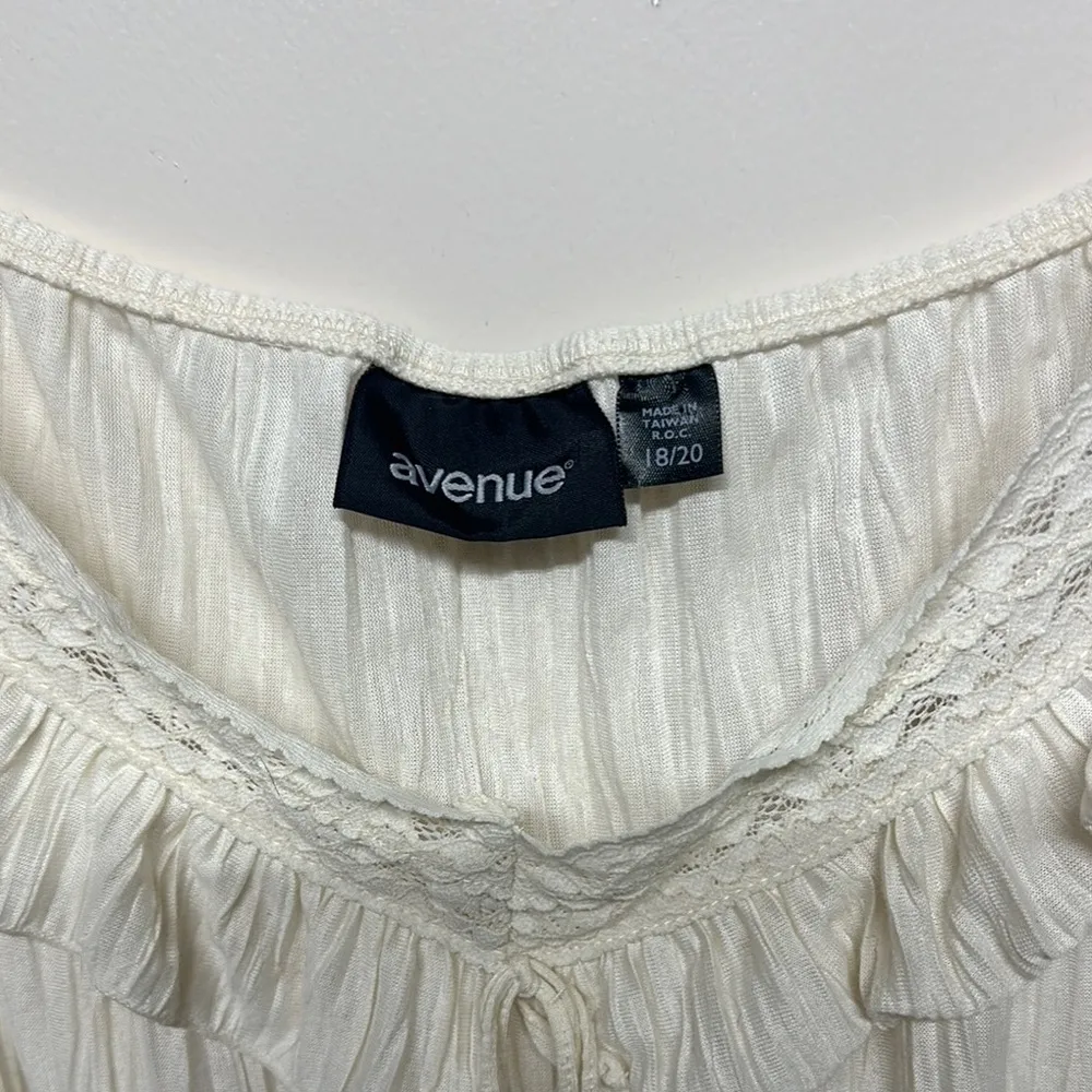 Avenue  Cream Sleeveless Ruffled Blouse - Image 2