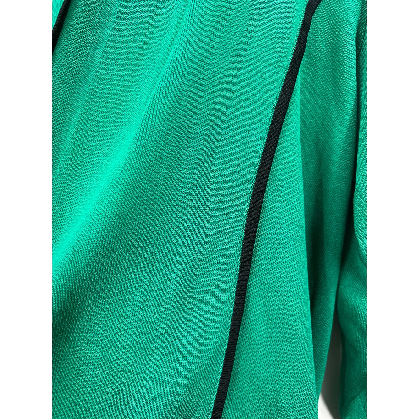 Exclusively Misook Green Black Acrylic Knit Open Front Cardigan Sweater Size L - Image 4