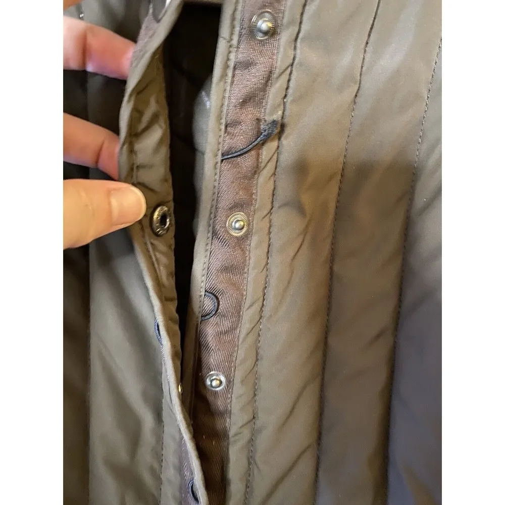 Elie Tahari Quilted Jacket Olive Green Snap Button Front Coat Sz S - flaw - Image 6