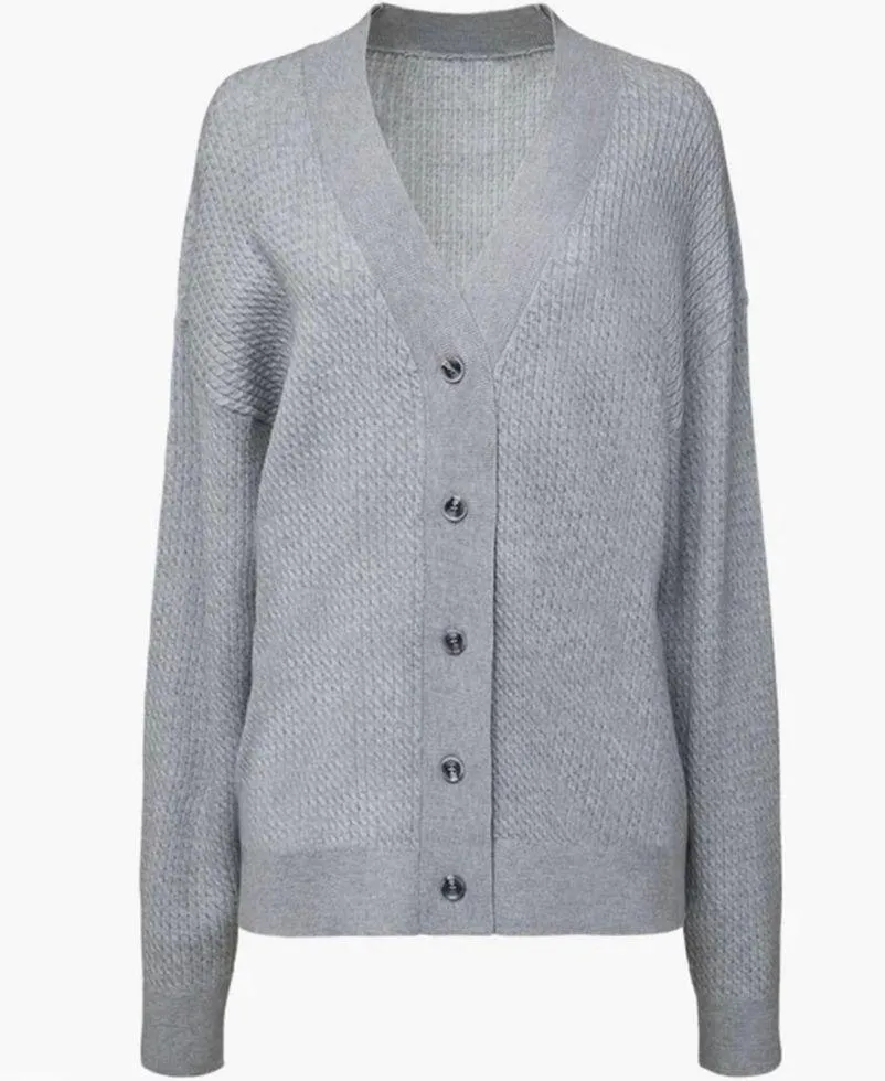 NEW WeWoreWhat Women's Size Large Gray Varsity Cardigan Sweater - Image 4