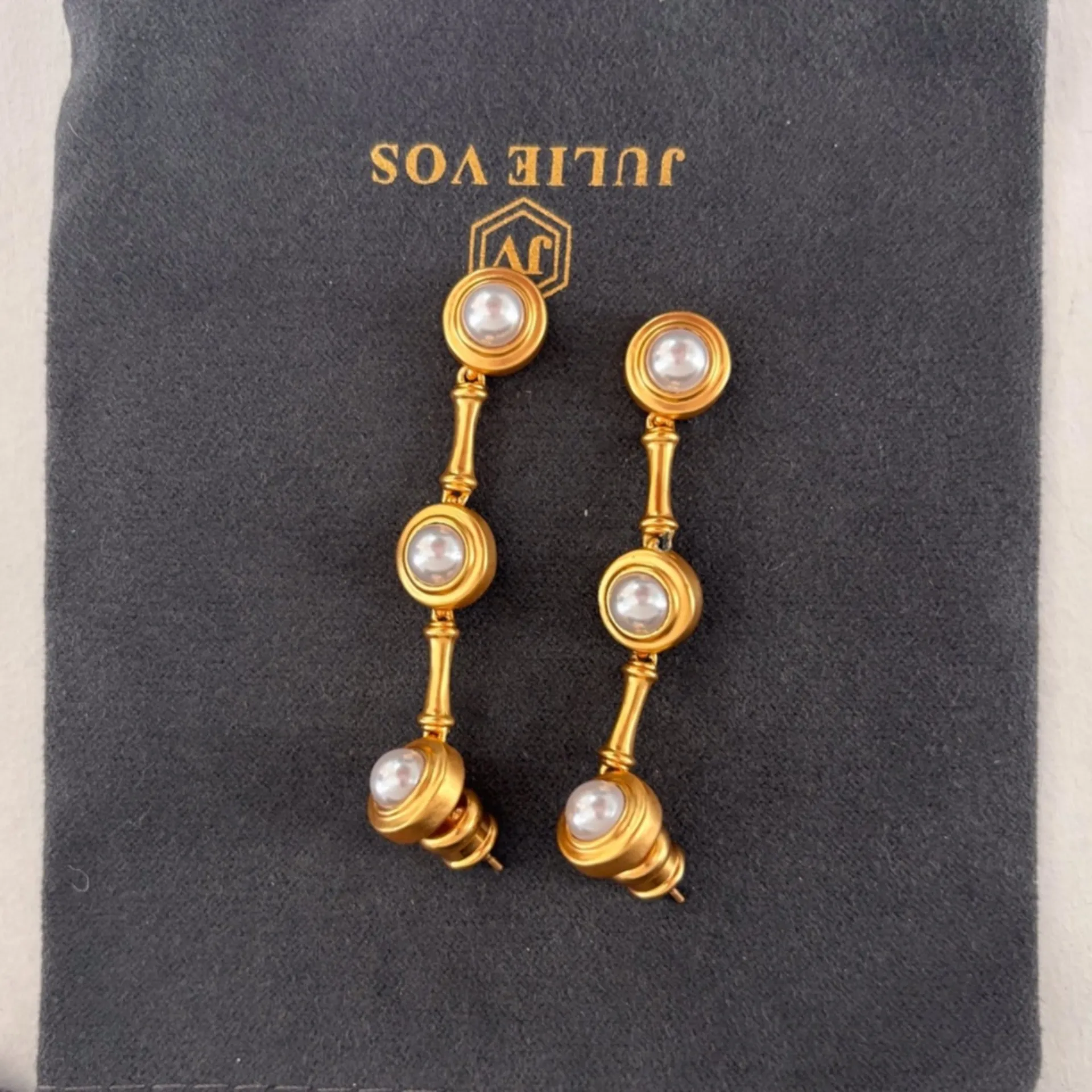 Julie Vos Bamboo Statement Earring Gold - Image 3