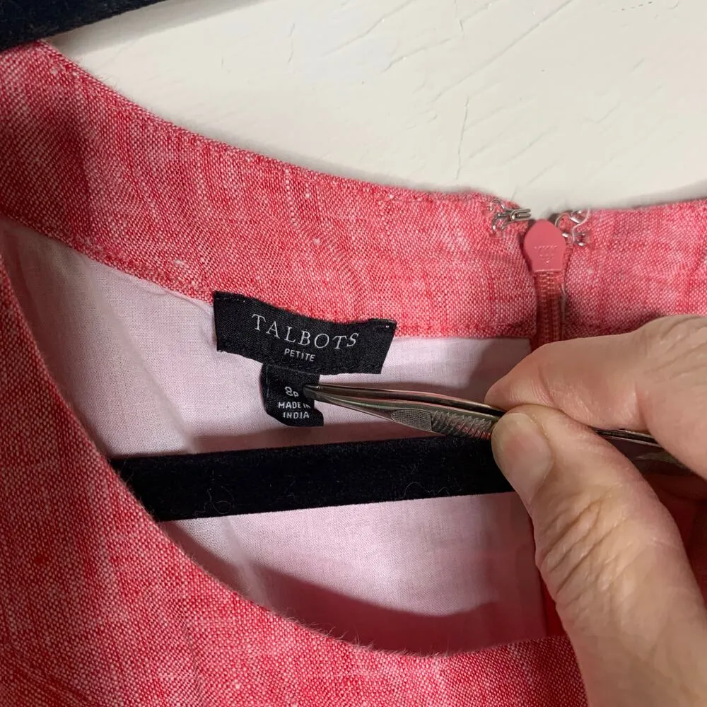 Talbots Red White Blue 100% Linen Sheath Dress Sz 8 P - Image 7