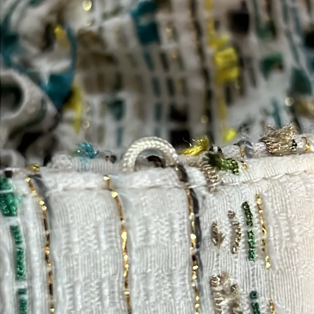 Zara Basic M Tufted Off White Blazer with Good Metallic Threading W/1 Hook & Eye - Image 10