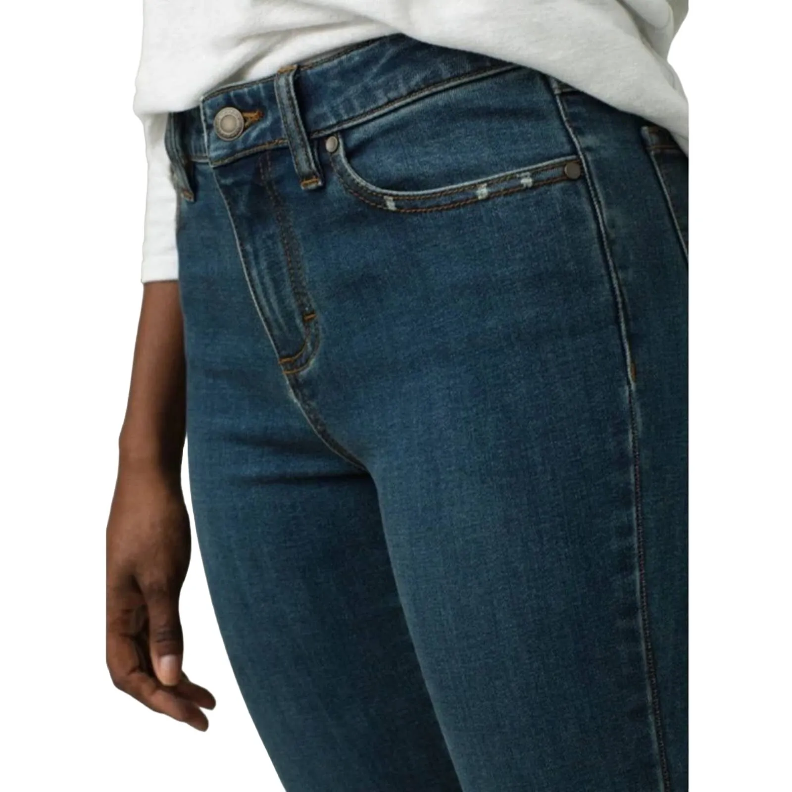 PRANA Mid Rise Jean Women 28 Blue Skinny Organic Travel Everyday Work Comfy NWT - Image 3