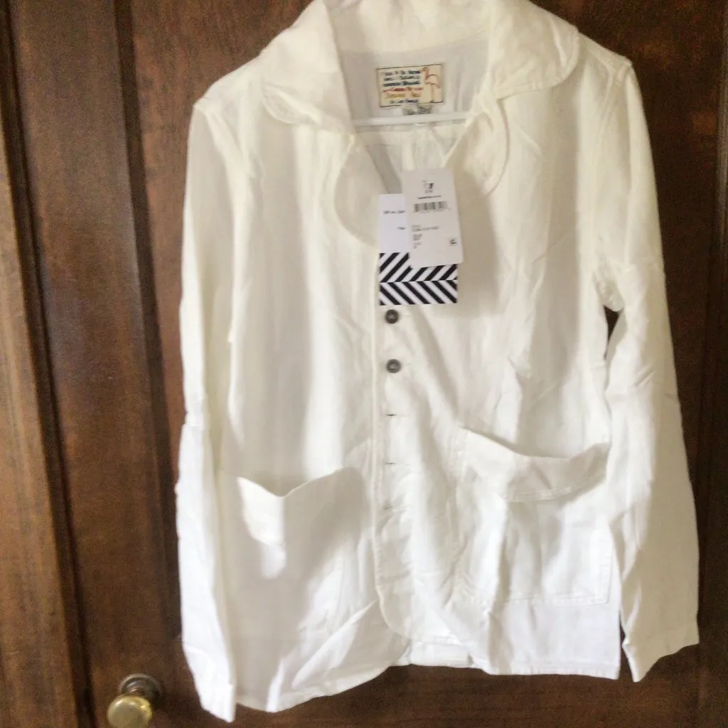 Free People x Sandrine Rose Empire Oversized Denim Jacket in Dust sz M NWT - Image 6