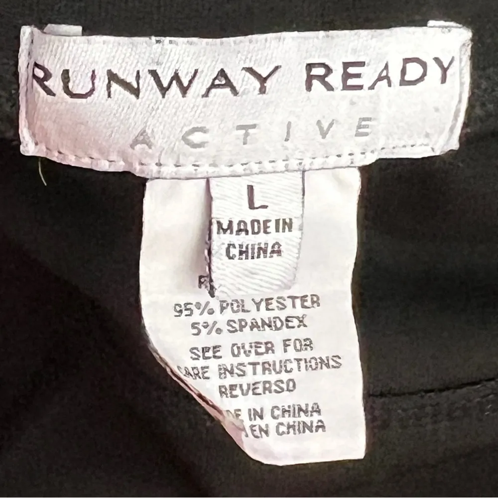 Runway Ready Active Size Large Black Leggings with a Multicolored V Desi… - Image 3