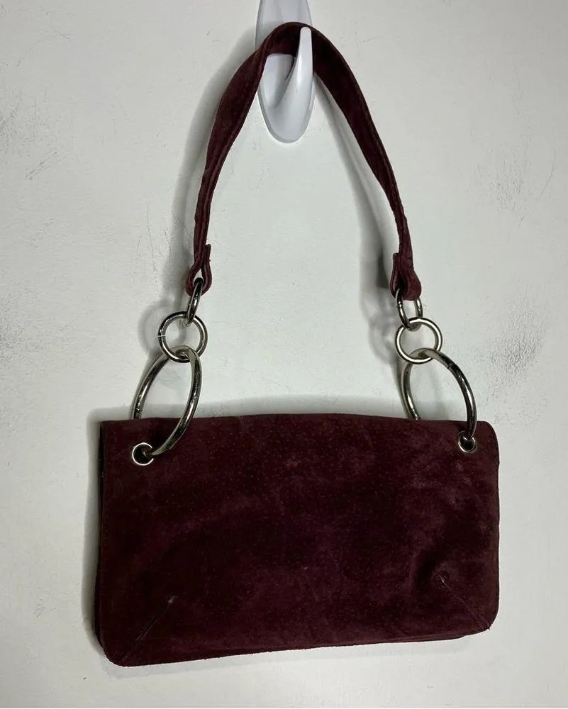 Y2K Wilson leather maxima deep purple plum suede leather shoulder bag 8.5”x4.75” - Image 3
