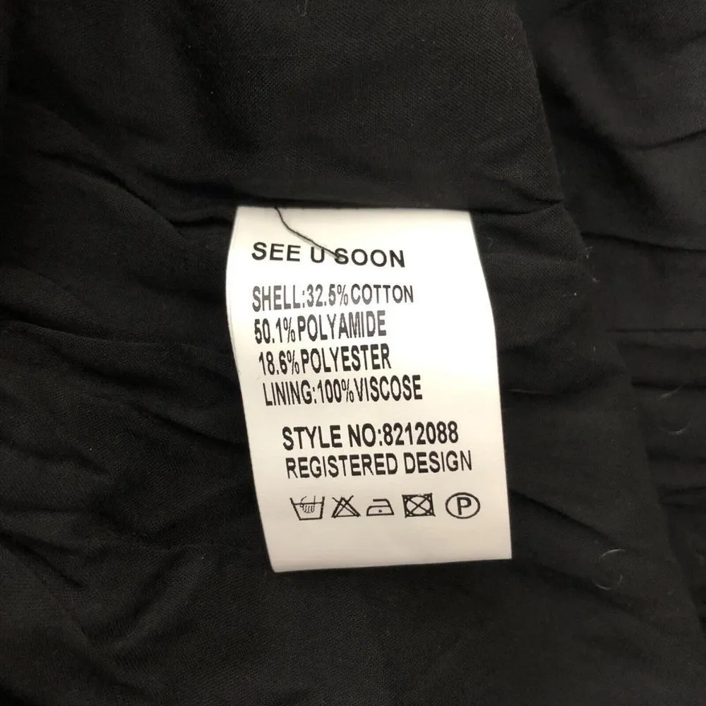 See U Soon Womens Blouse Top High Neck Ruffle Lace Keyhole Striped Burgundy S Red - Image 4