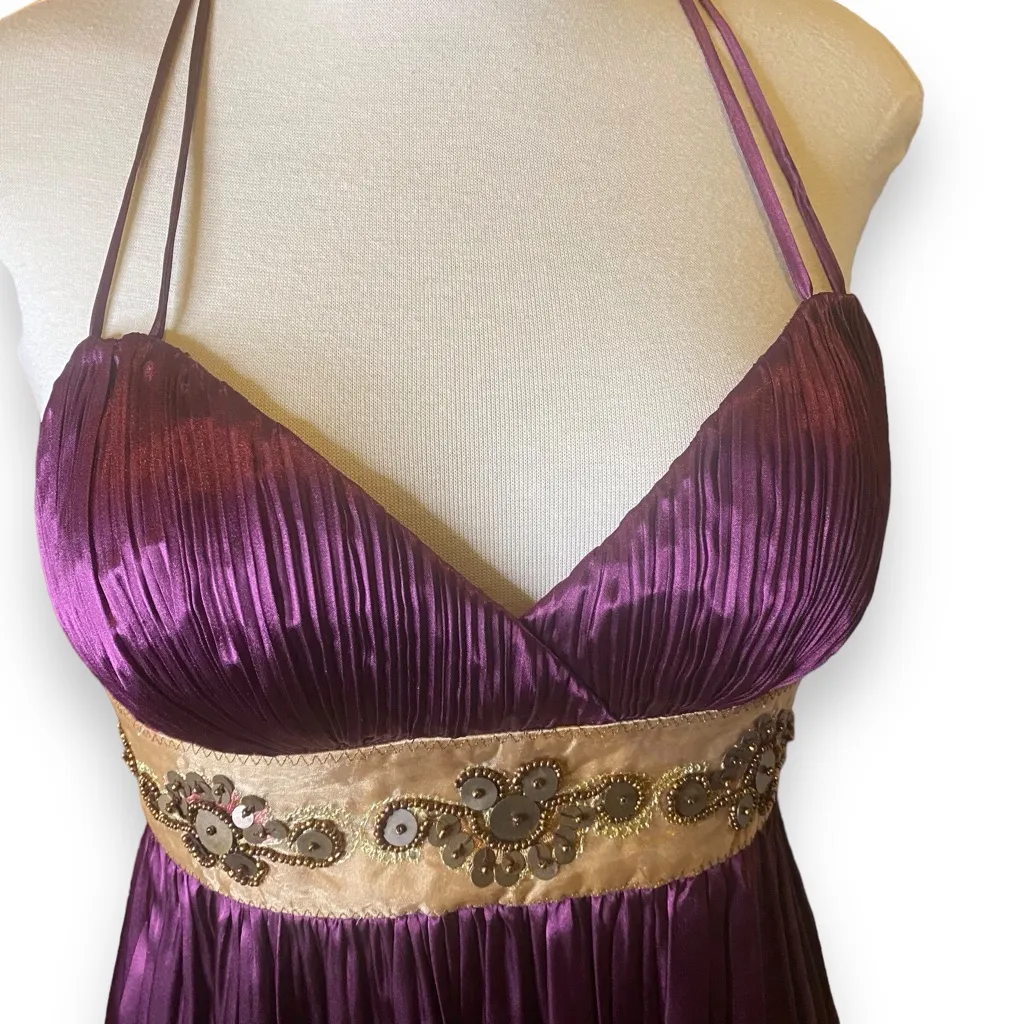 Lyndia by Lyndia Procanik Wine Satin Beaded Cocktail Dress Size 4 - Image 4