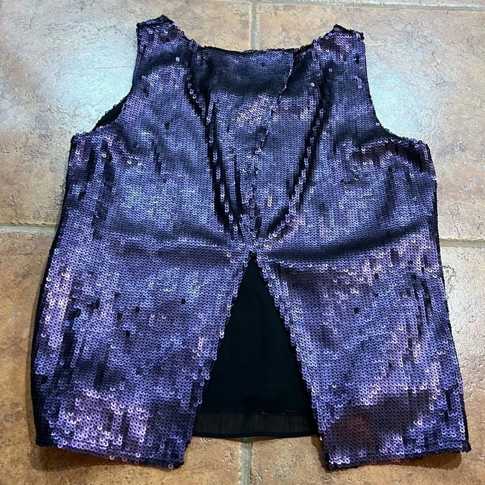 NWT DKNY Womens Sleeveless Sequin Split-Back Top Purple Size S - Image 9