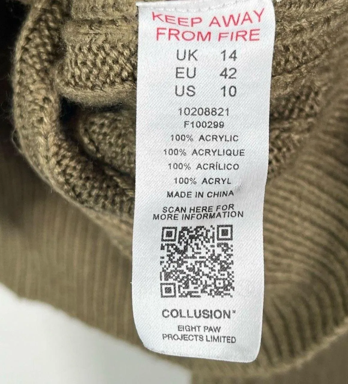 Collusion Olive Green Striped Cropped Cardigan Sweater Size 10 - Image 6