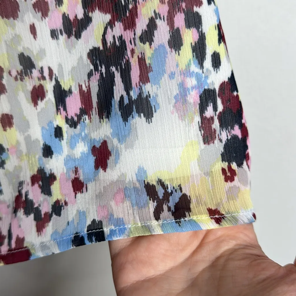 Banana Republic Factory Puff Short Sleeve Multicolor Abstract Print Blouse sz S - Image 6