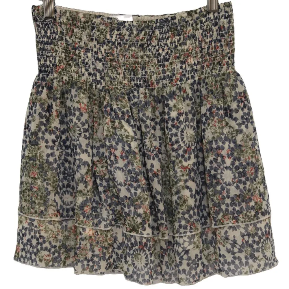 Womens Abercrombie & Fitch White Blue Green Red Elastic Tiered Mini Skirt Size M - Image 2