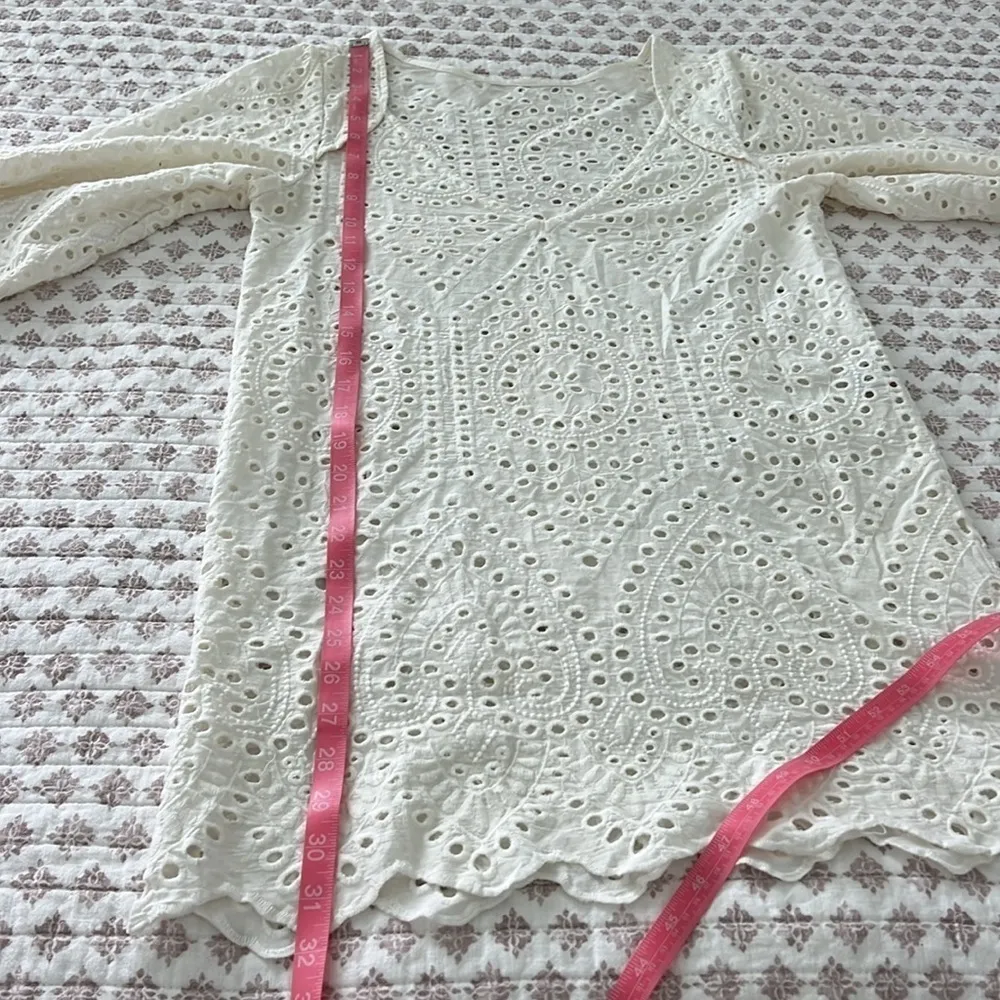 Maaji Ivory Cream Eyelet Crotchet Boho Embroidered Swim Cover Up Dress Small - Image 14