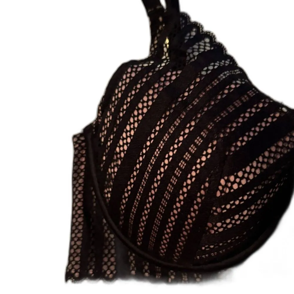 Victoria Secret | Lined Plunge Bra Pink Satin Lace Underwire Size 34DD 34E - Image 5