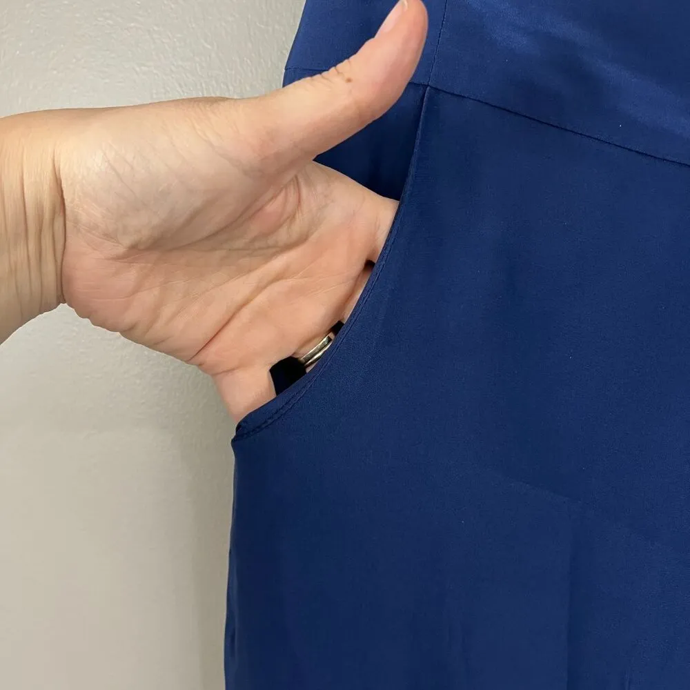 Alice & Trixie 100% Silk Blue High Waisted Wide Leg Flowy Pants Size M - Image 3