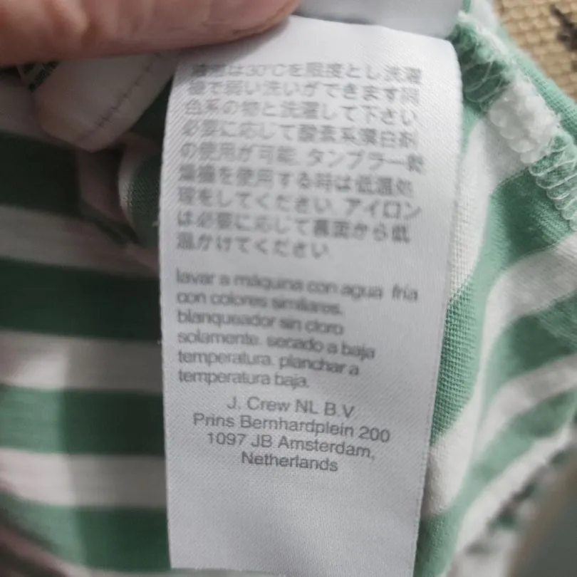 J.CREW Shirt Womens Size L Green White Stripes Casual Long Sleeve Classic Preppy - Image 8