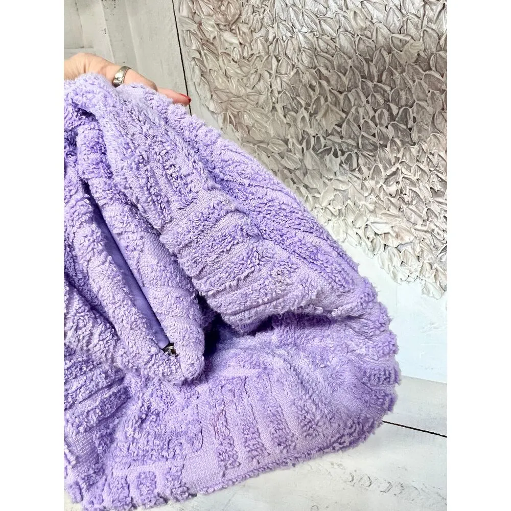 Bottega Veneta Towel Effect Ruched Purse Clutch Handbag Lilac - Image 16