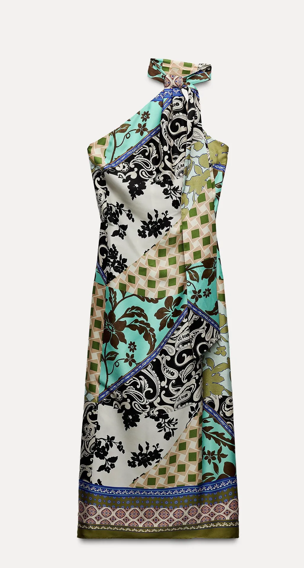 dress maxi Multicolor Halter printed satin effect casual wedding party - Image 12