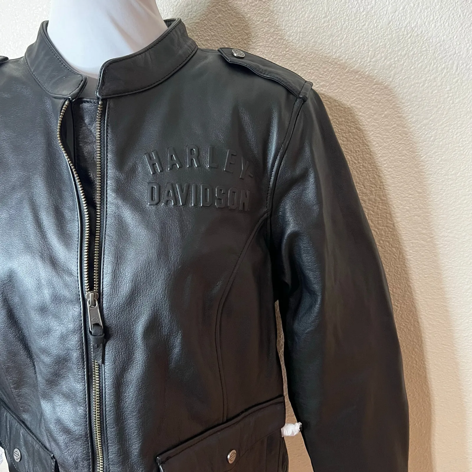 Harley-Davidson Women’s Black Layering System Captains Leather Jacket NEW 2XL - Image 3