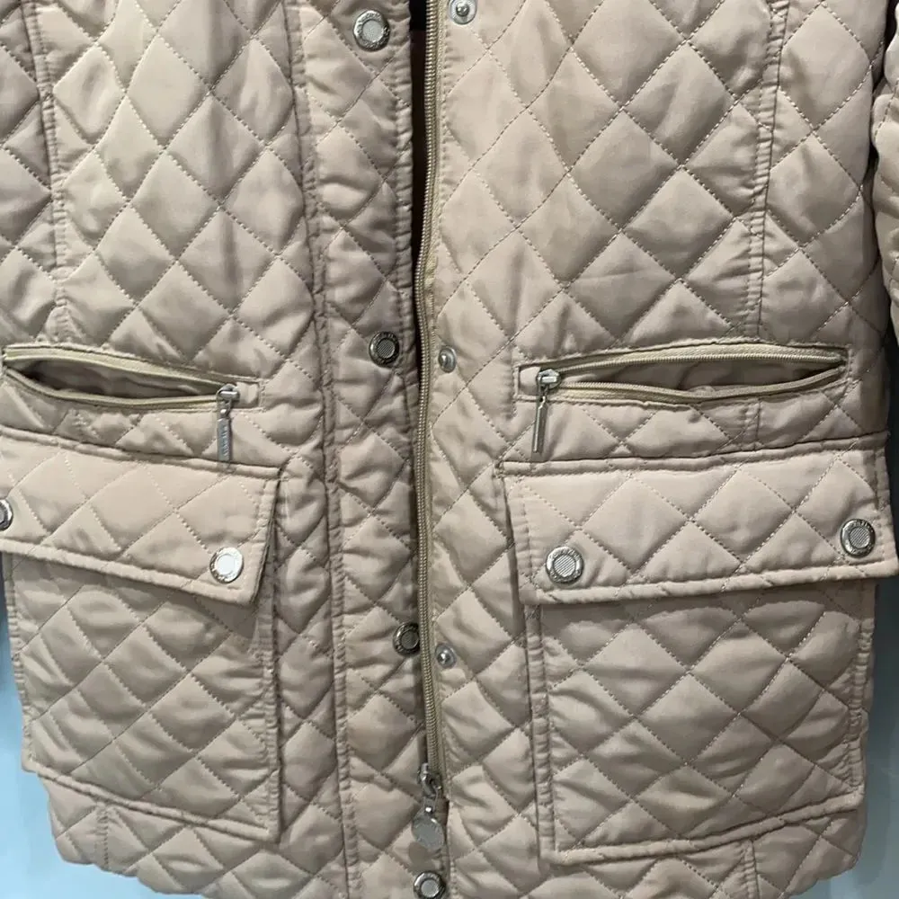 Calvin Klein Light Khaki Beige Women's Petite Quilted Puffer Jacket Coat XS - Image 3