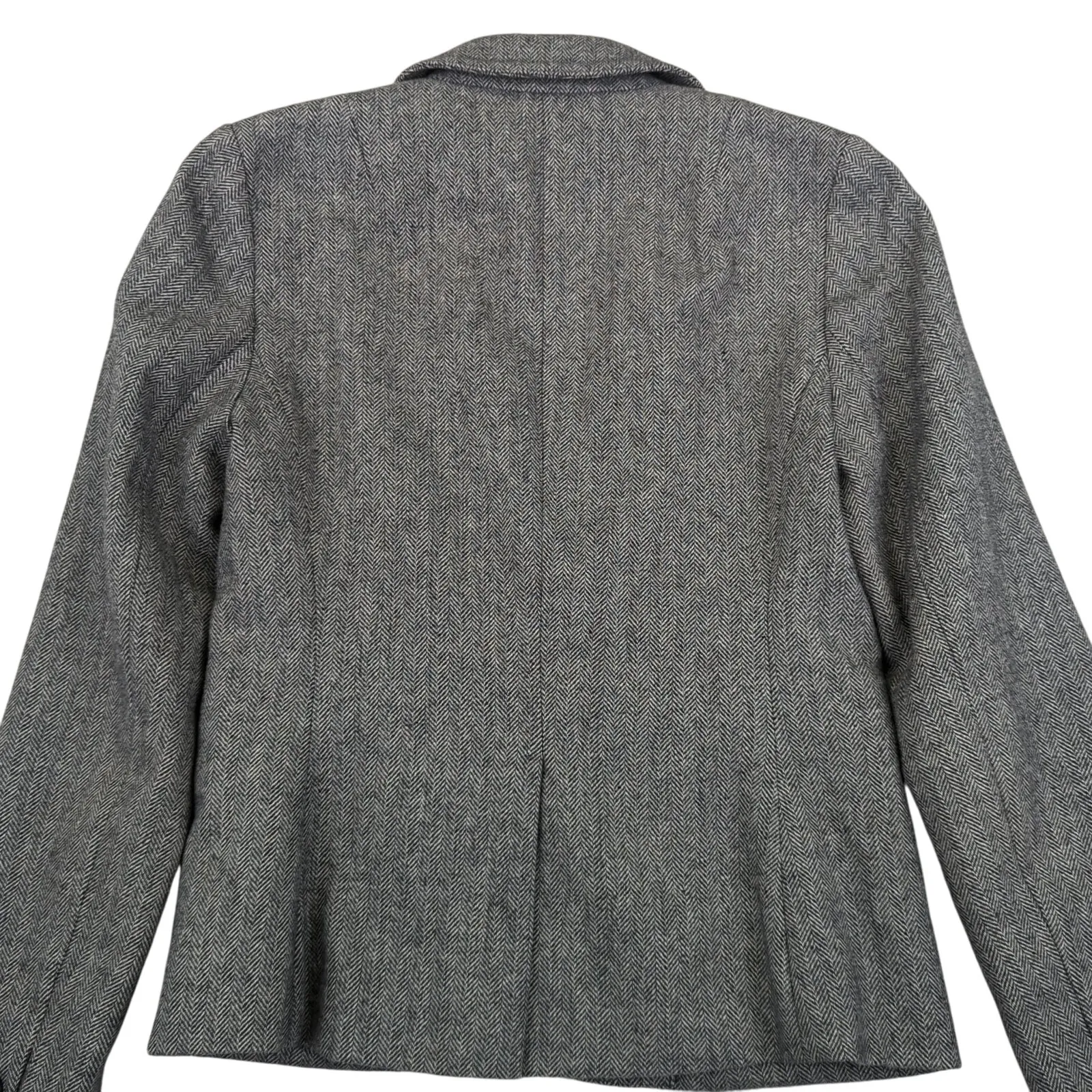 Banana Republic Herringbone Wool Tweed‎ Blazer Jacket Two Button Women's 2 Gray - Image 4