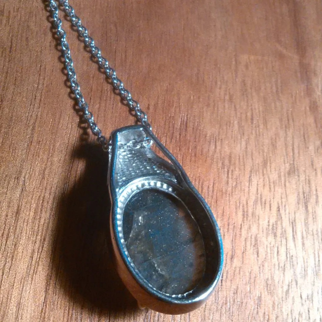 Malagasy Labradorite Stainless Steel Pendant Necklace - Image 8