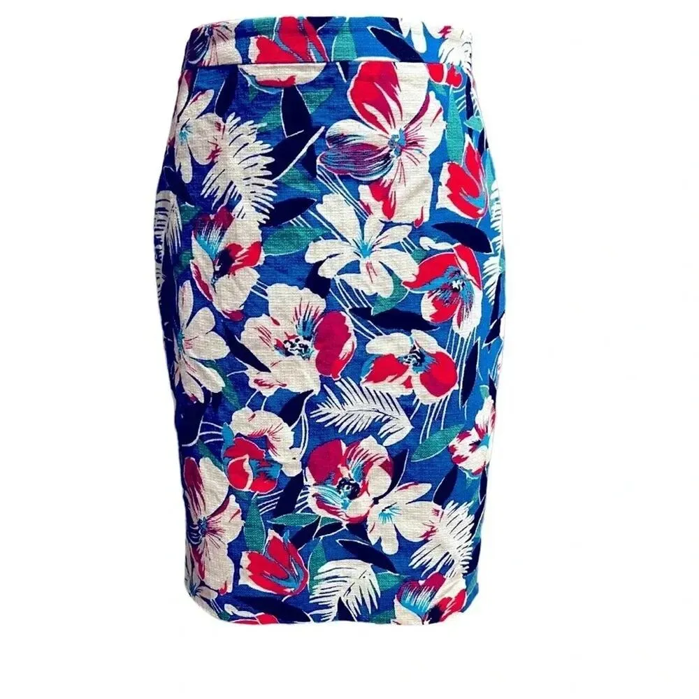 J.Crew Mercantile Women's Floral Printed Basketweave Pencil Skirt Size 2 - Image 2